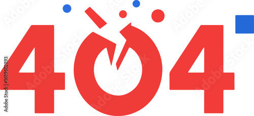 Creative illustration of a 404 error code with an exploding zero, symbolizing a broken link or page not found on a website