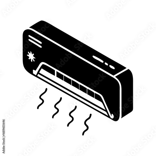 Vector art of modern air conditioner unit, providing efficient cooling and comfort in modern homes and offices