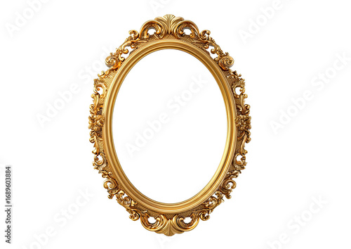 Ornate gold oval picture frame