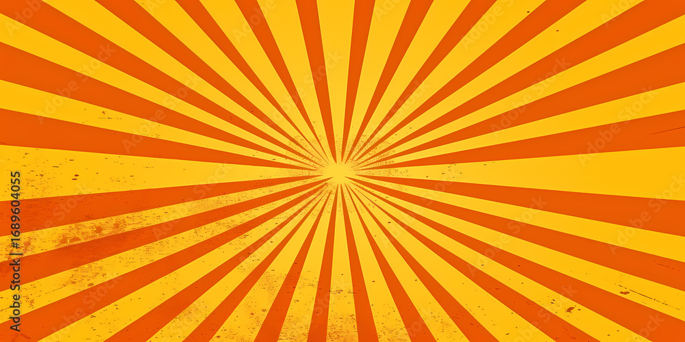 Fototapeta premium Vibrant retro sunburst background with grunge texture, perfect for energetic designs and bold statements.
