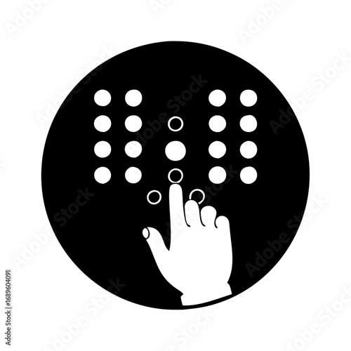Vector art of braille reading, representing accessibility, inclusion, and literacy for visually impaired people in a simple style