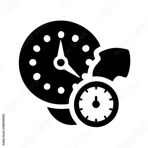 Vector art of time management icon shows a clock and stopwatch, representing the importance of efficient scheduling and deadlines