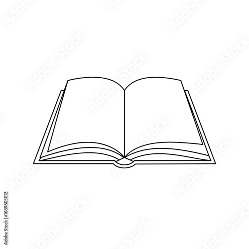 Open book in outline style with visible pages and spine  