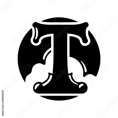 Vector art of letter t logo design with dripping effect, perfect for a modern and eyecatching brand identity