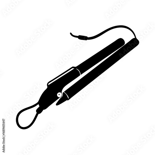 Vector art of curling iron hair styling tool for creating curls, waves, and adding volume to achieve desired look