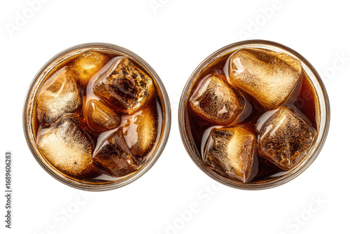 Two round glasses of iced coffee