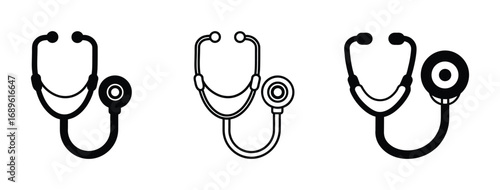 Stethoscope icon set silhouette vector illustration.