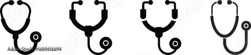 Stethoscope icon set silhouette vector illustration.