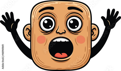 Cartoon shocked face with wide eyes and open mouth expressing surprise vector illustration 