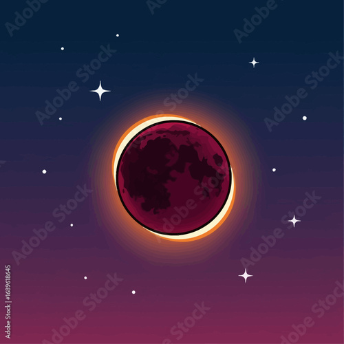 Witness a captivating blood moon eclipse amidst twinkling stars in a mesmerizing cosmic dance tonight