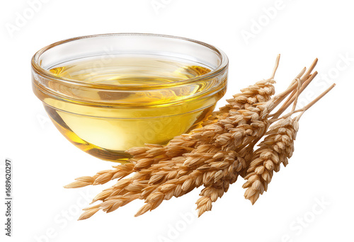 Golden wheat germ oil in a clear bowl