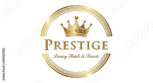 Elegant gold logo featuring a crown and the word "Prestige" with "Luxury Hotels & Resorts" below.