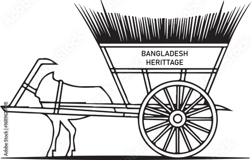Bangladesh Heritage Bullock Cart Vector – Rural Lifestyle Design