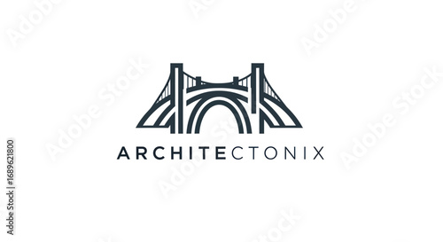 Minimalist logo design featuring a stylized suspension bridge above the word "ARCHITECTONIX" in a clean sans-serif font.