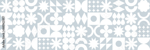 Abstract Geometric Shape Figure Pattern. Minimal Seamless Background with Vector White Mosaic. Winter Geometric Texture.