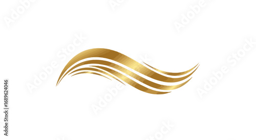 Golden, flowing strands of hair, stylized in a wave-like shape, against a clean white background.