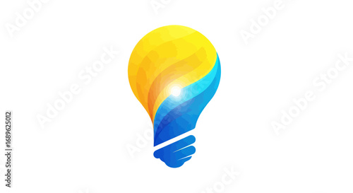 Stylized lightbulb illustration with yellow and blue gradients, suggesting innovation, ideas, and creative solutions on a white background.