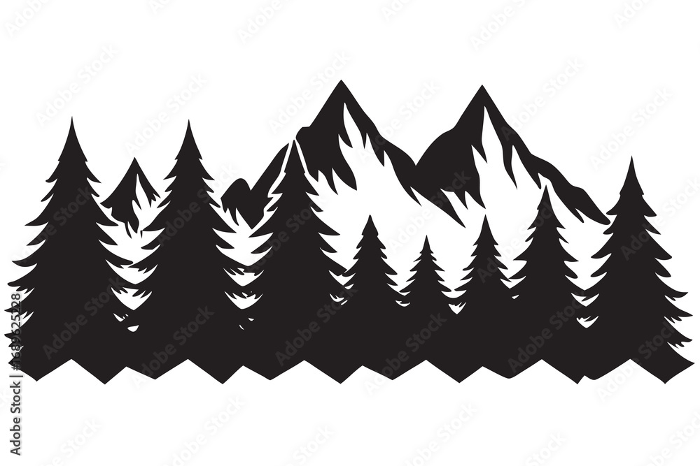 Obraz premium Black and white silhouette illustration with color accents