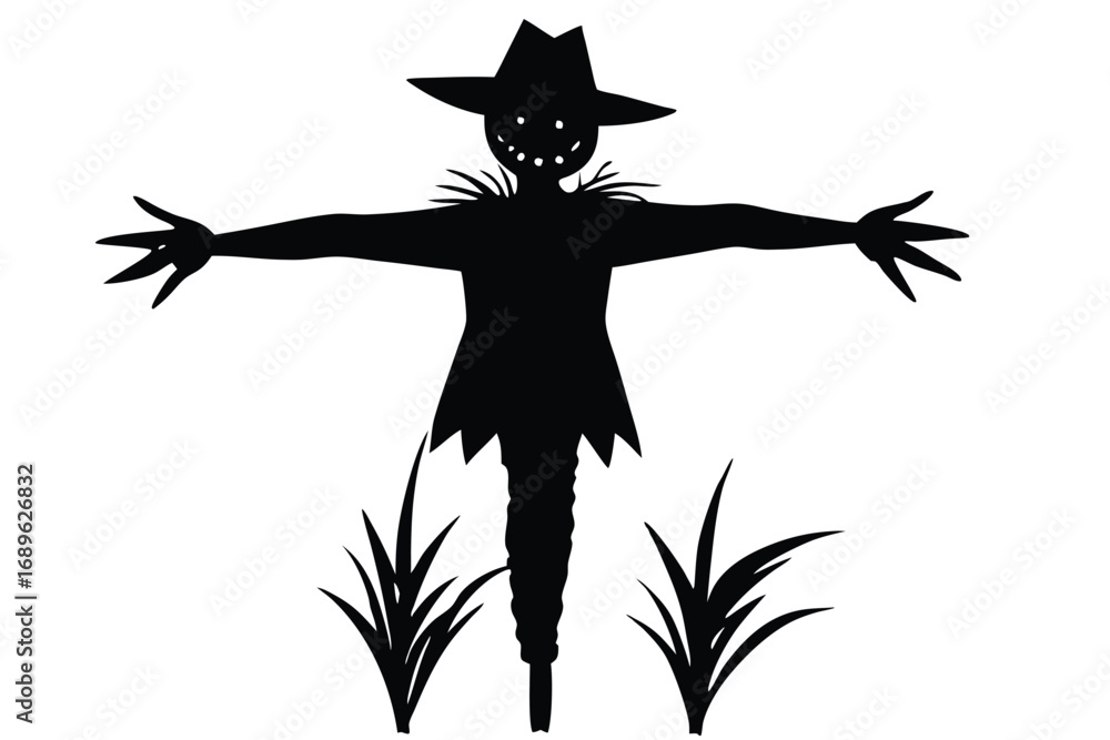 Fototapeta premium Scarecrow in Field Spooky Halloween Clip