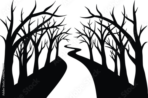 Haunted Forest Path Dark Vector Design