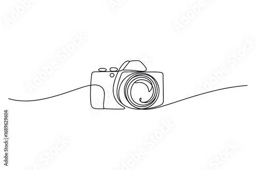 Continuous Line Drawing of Camera – Minimalist Photography Vector Illustration