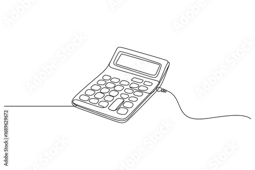 Calculator Continuous Line Drawing – Minimalist Financial Vector Illustration