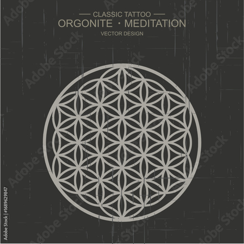Flower of Life pattern. orgonite healing crystal.
