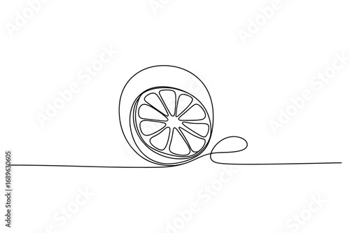Lemon Orange Snail Line Art – Abstract Minimal Continuous Line Drawing Concept