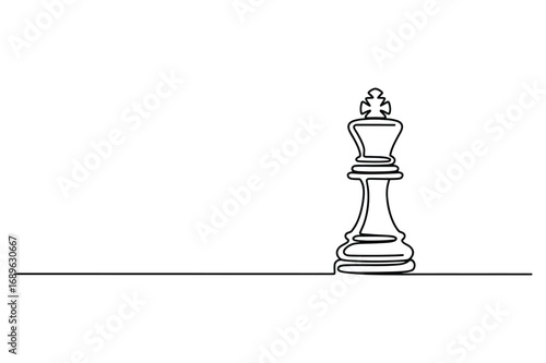 Continuous Line Drawing of a Chess King Piece – Strategy and Game Illustration