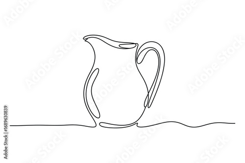 Continuous Line Drawing of a Pitcher – Kitchen and Beverage Illustration