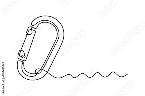 Continuous Line Drawing of a Carabiner – Climbing and Adventure Illustration