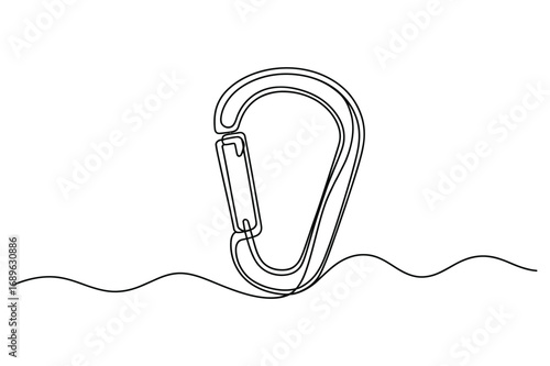 Continuous Line Drawing of a Carabiner – Climbing and Adventure Illustration