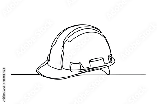 Continuous Line Drawing of a Hard Hat – Construction Safety Illustration