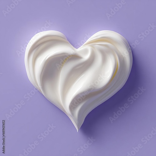 A charming heart shape made of smooth creamy texture on a soft purple background inviting warmth and affection