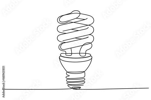 Single Line Drawing of a Fluorescent Bulb – Minimalist Idea Icon