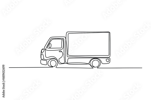 Single Line Drawing of a Delivery Truck – Minimalist Logistics Icon