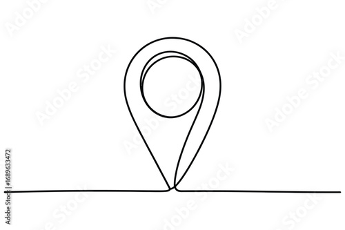 Continuous Line Sketch of a Map Pin – Travel and Direction Graphic