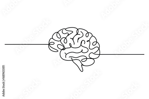 Continuous Line Sketch of the Brain – Psychology and Intelligence Graphic
