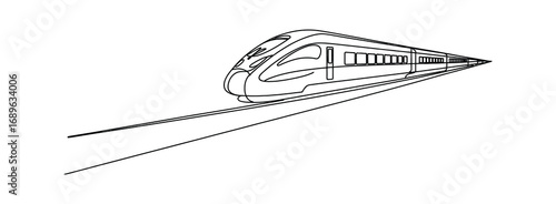 Continuous Line Drawing of a High-Speed Train on a Wavy Track – Minimalist Transportation Illustration