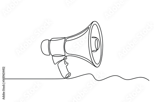 Continuous Line Sketch of a Megaphone – Voice and Sound Graphic