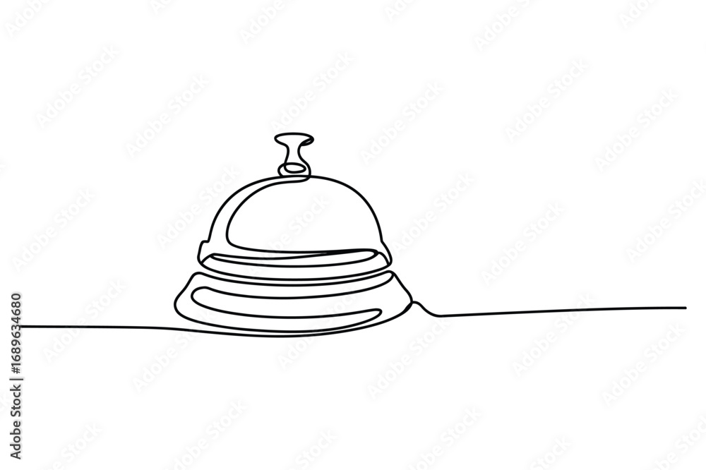 Obraz premium Single Line Drawing of a Service Bell – Minimalist Hospitality Graphic