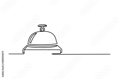 Continuous Line Sketch of a Hotel Bell – Ring for Service Graphic