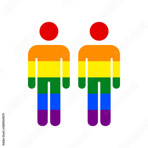Gay couple icons with LGBT Rainbow flag colors.Vector illustration.