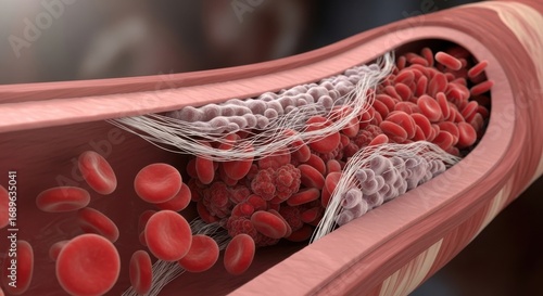 Illustrating Atherosclerosis And Arterial Plaque Buildup Within A Human Blood Vessel