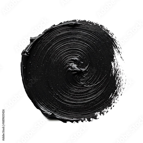 Black mascara circular texture, brush stroke isolated on white background. Cosmetic product swatch | High-Quality Stock Image