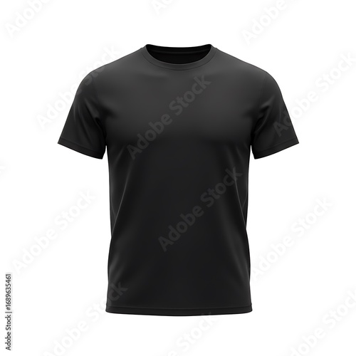 Premium Plain black t shirt mockup, Blank male t shirt front view, isolated on white background  Free Download
