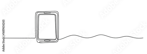 Minimal Line Drawing of Tablet – Modern Digital Device Illustration