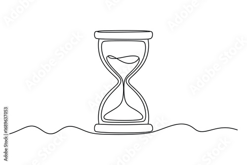 Minimalist outline of hourglass symbol of time sketch design
