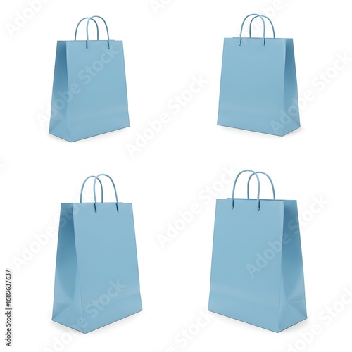 Premium Light blue shopping bag isolated on white, different sides  Free Download