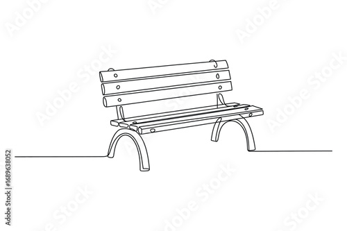 One Line Bench Sketch Minimal Park Seat Symbol Outline Art